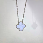 [Marin]COLLIER CLOVER 15MM CHALCEDOINE BLEUE ARGENT