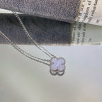 [Marin]COLLIER CLOVER 15MM CHALCEDOINE BLEUE ARGENT
