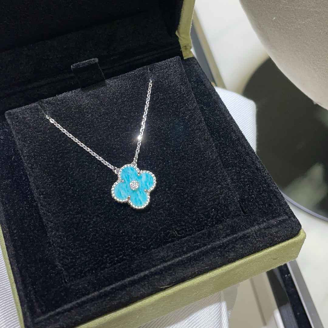 [Marin]CLOVER 15MM DIAMOND SVRES PORCELAIN  NECKLACE SILVER