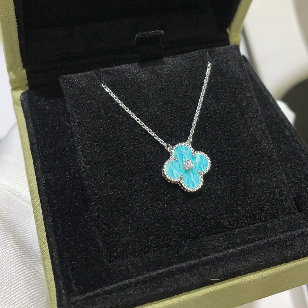 [Marin]CLOVER 15MM DIAMOND SVRES PORCELAIN  NECKLACE SILVER