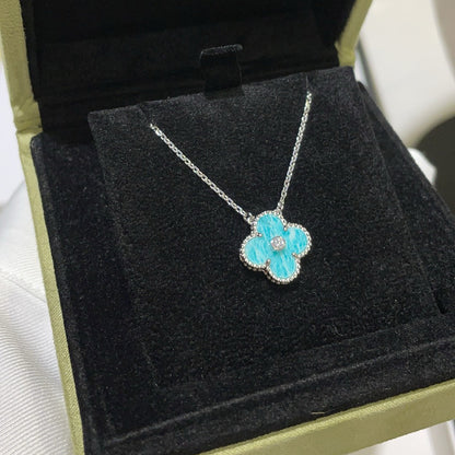 [Marin-Jewelry]CLOVER 15MM DIAMOND SVRES PORCELAIN  NECKLACE SILVER