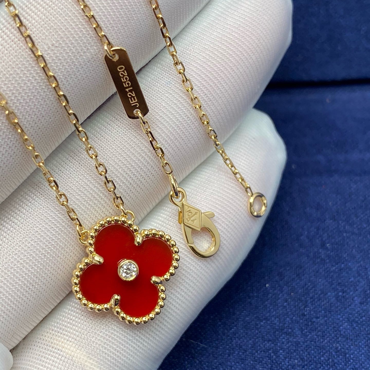 [Marin]CLOVER 15MM DIAMOND CARNELIAN NECKLACE