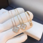 [Marin]CLOVER 15MM DIAMOND WHITE FRITILLARIA NECKLACE