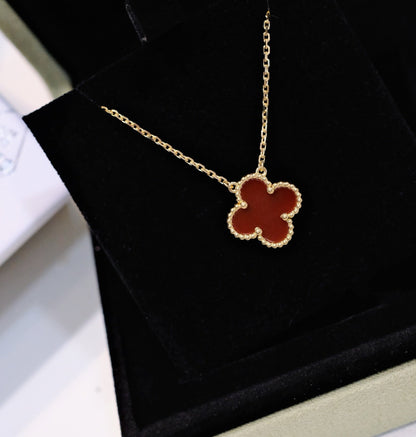 [Marin-Jewelry]クローバー 15MM カーネリアン シングル フラワー ネックレス
