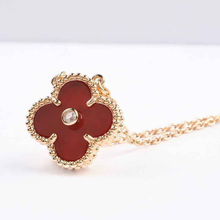 [Marin]CLOVER 15MM DIAMOND CARNELIAN NECKLACE