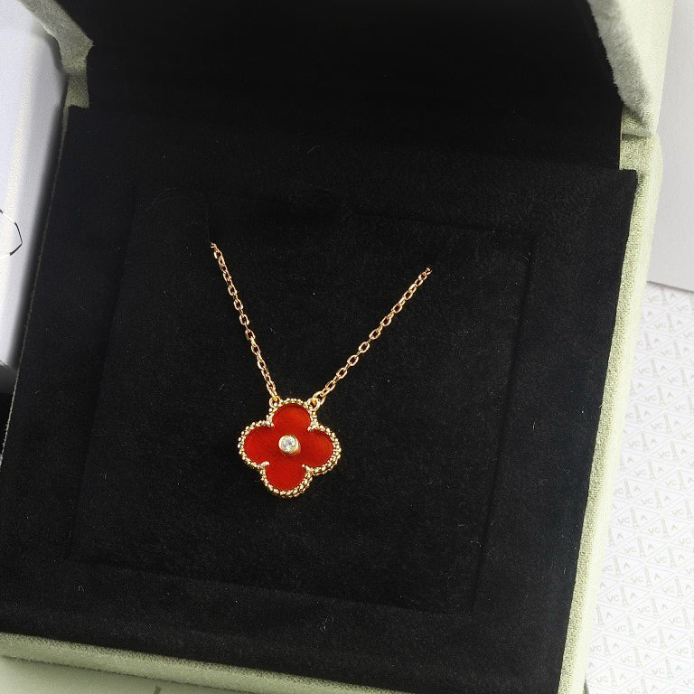 [Marin]CLOVER 15MM DIAMOND CARNELIAN NECKLACE