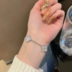 [⭐Shinejoy] CLOVER 5 MOTIF PURPLE CHALCEDONY BRACELET COLLECTION