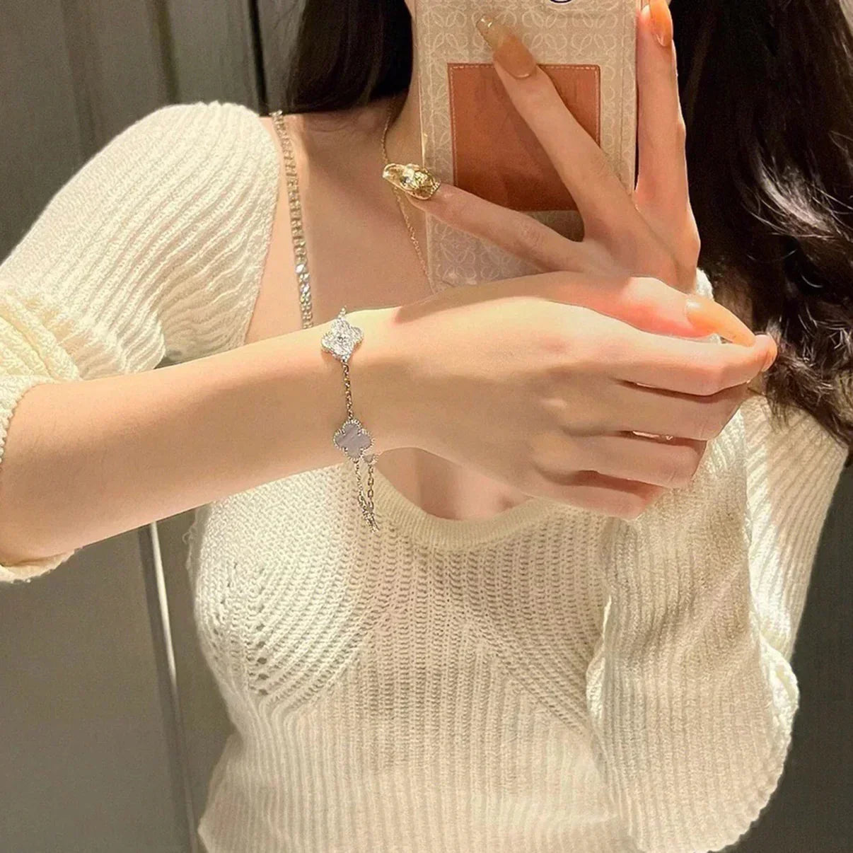 [Marin-Jewelry] クローバー 5モチーフ パープルカルセドニー ブレスレット コレクション