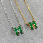[Marin]POP H GREEN NECKLACE SILVER AND GOLD