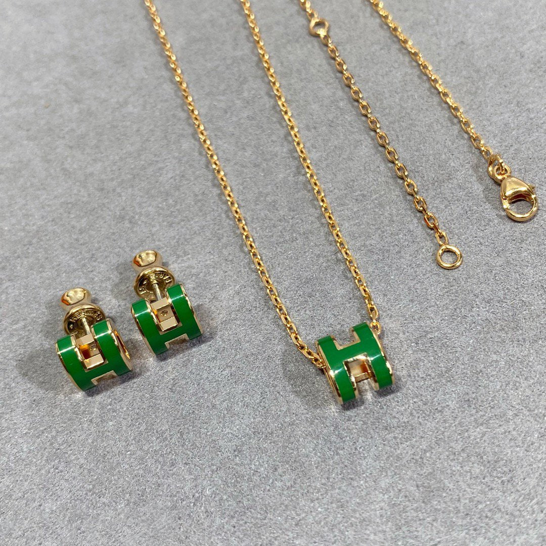 [Marin]COLLIER POP H VERT ARGENTÉ ET DORÉ