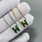 [Marin]POP H GREEN NECKLACE SILVER AND GOLD