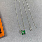 [Marin]POP H GREEN NECKLACE SILVER AND GOLD
