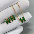 [Marin]POP H GREEN NECKLACE SILVER AND GOLD