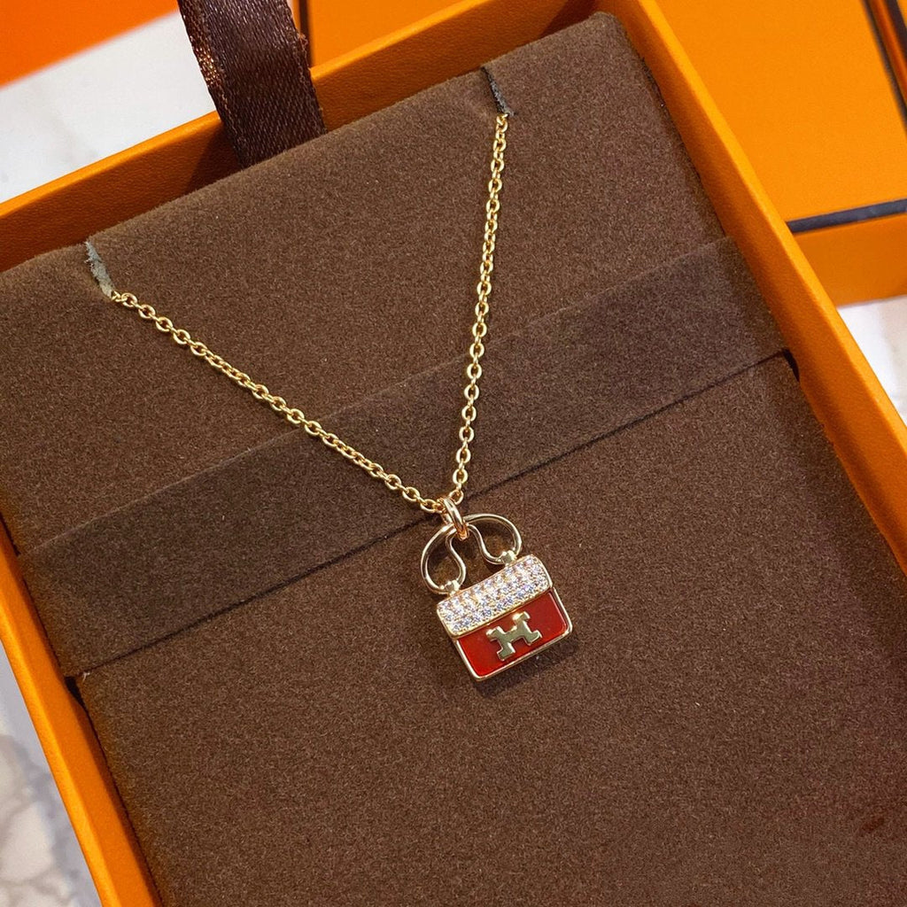 [Marin]CONSTANCE RED PEDANT PINK GOLD NECKLACE