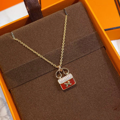 [Marin-Jewelry]CONSTANCE RED PEDANT PINK GOLD NECKLACE