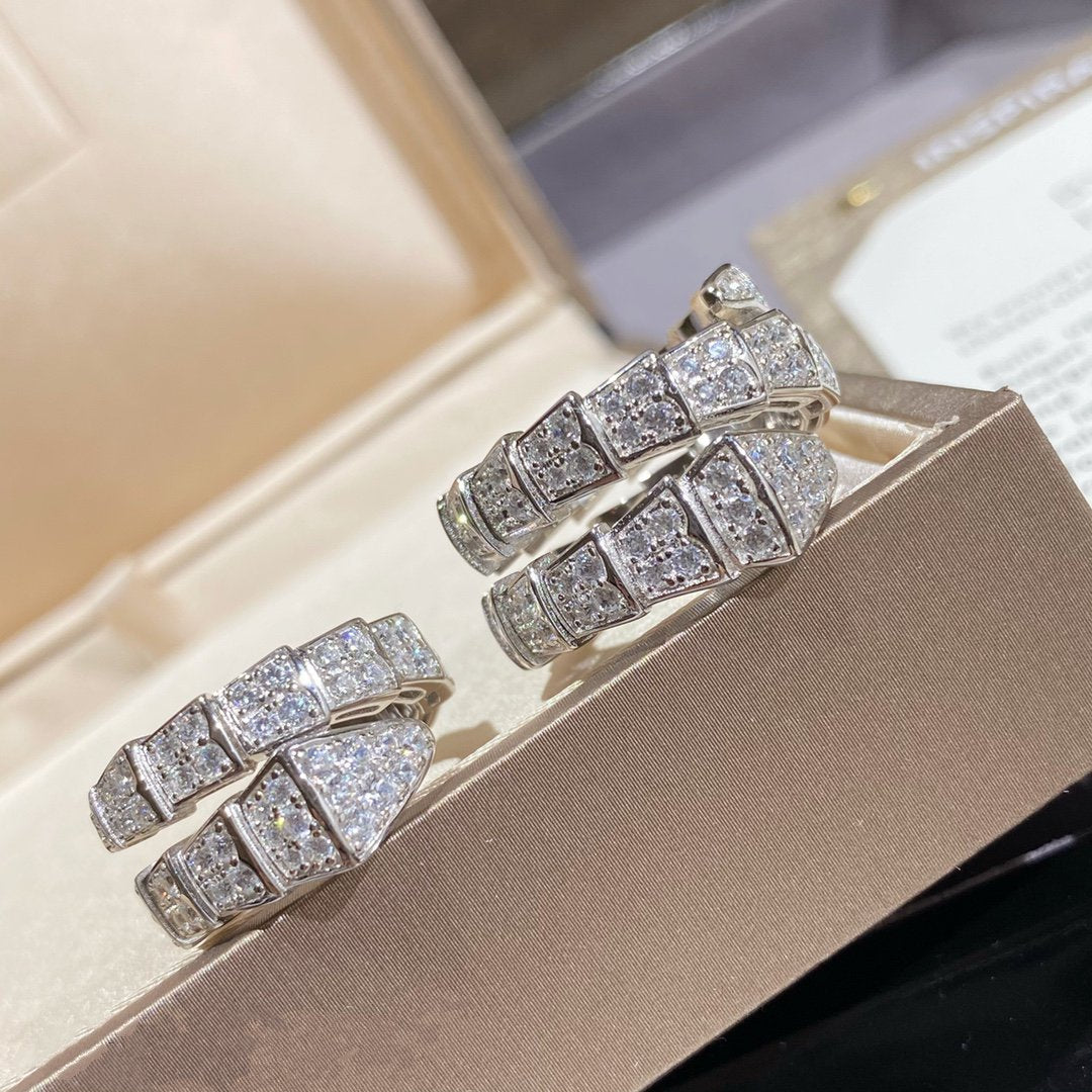 [Marin]SERPENTI DOUBLE RING SILVER DIAMOND PAVED