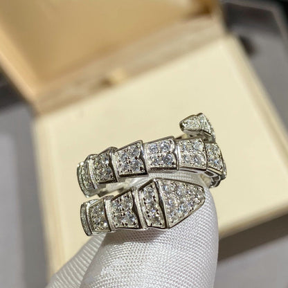 [Marin]SERPENTI DOUBLE RING SILVER DIAMOND PAVED