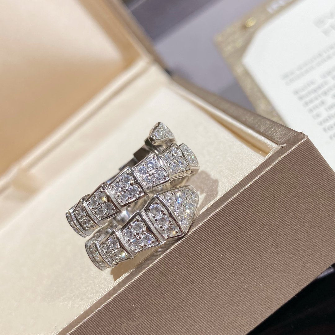 [Marin]SERPENTI DOUBLE RING SILVER DIAMOND PAVED