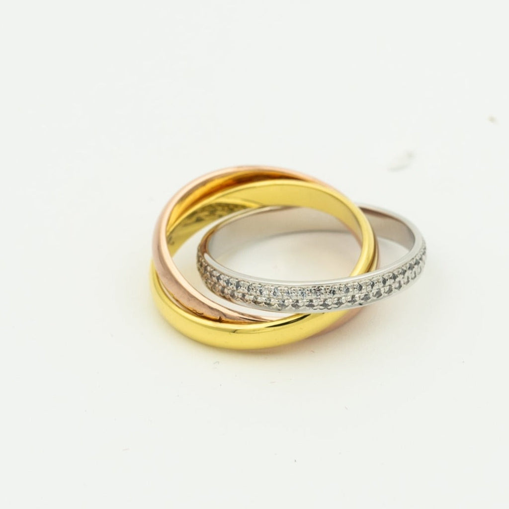 [Marin Jewelry]TRINITY RING GOLD PINK GOLD SILVER DIAMONDS
