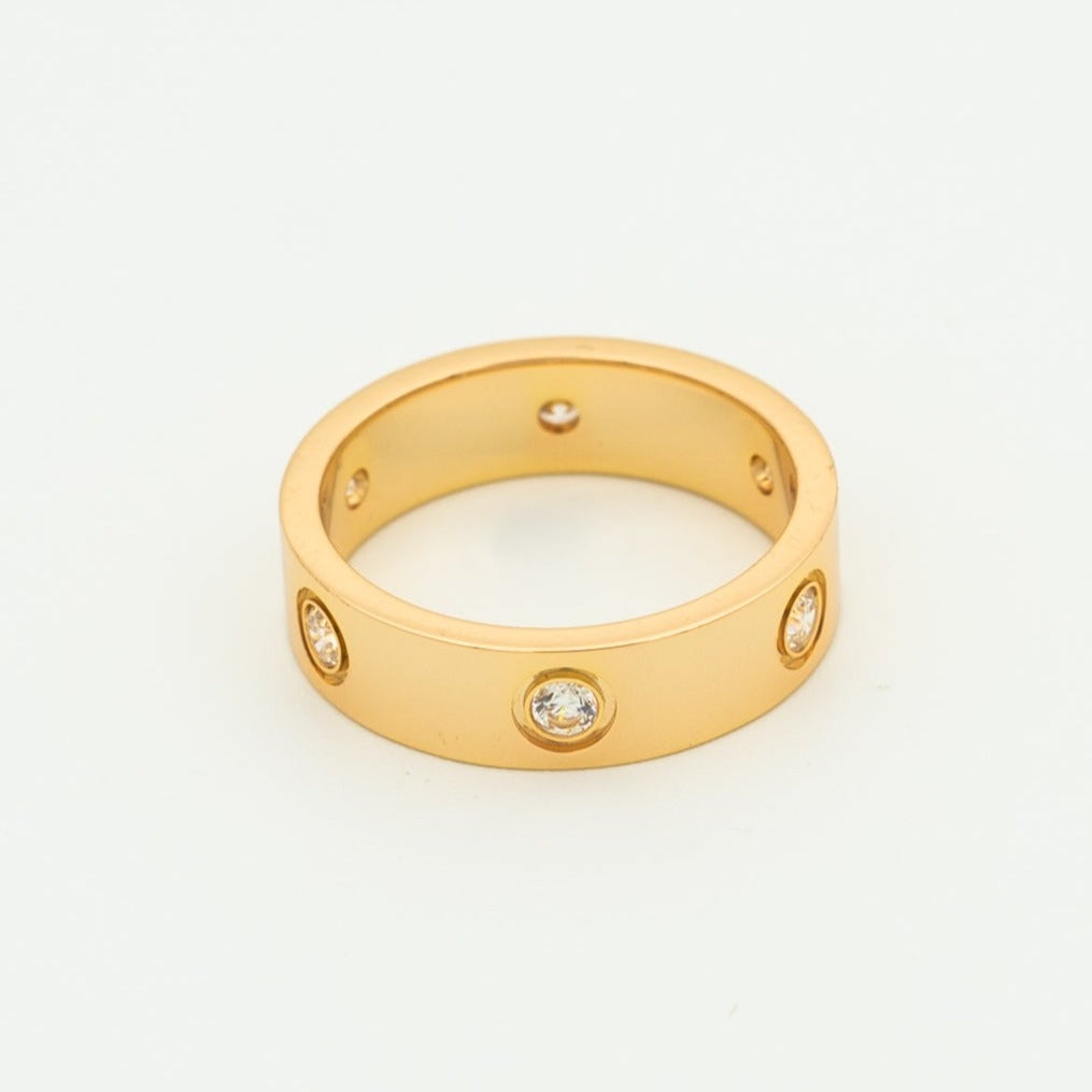 [Marin]BAGUE LOVE 5,5 MM 6 DIAMANTS OR ROSE