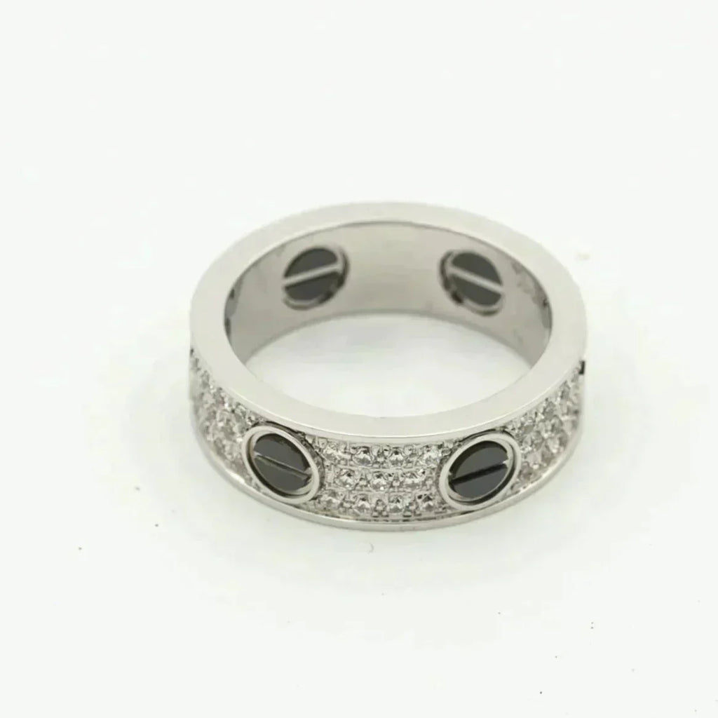 [Marin]BAGUE LOVE CÉRAMIQUE PAVÉE DE DIAMANTS 5.5MM