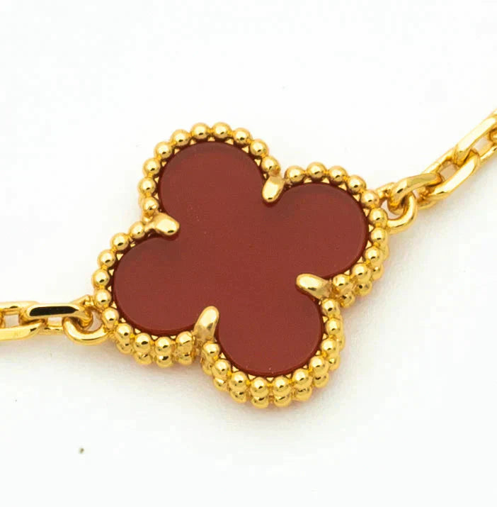 [⭐Shinejoy] CLOVER 5 MOTIF RED CORNELIAN BRACELET COLLECTION