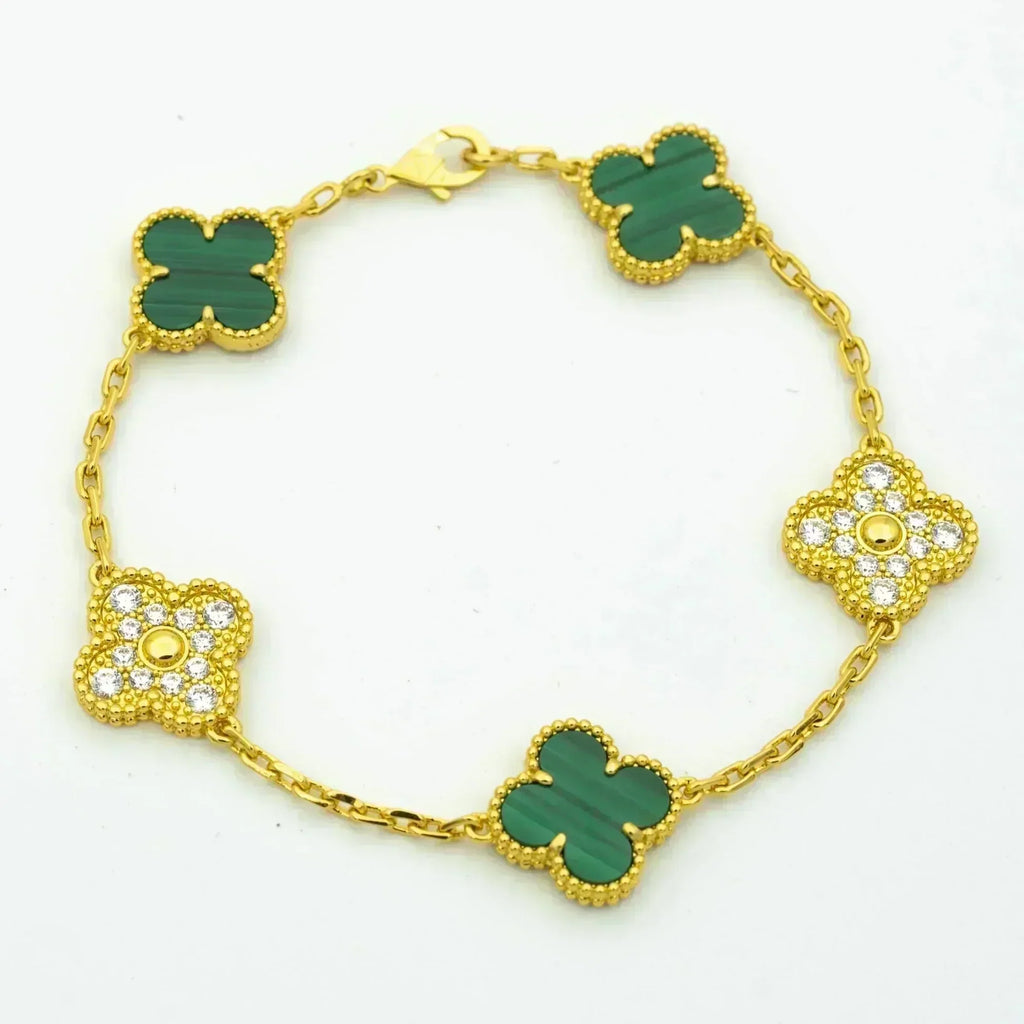 [⭐Shinejoy] COLLECTION DE BRACELETS CLOVER 5 MOTIFS MALACHITE