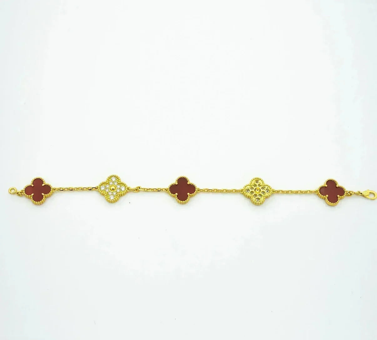 [⭐Shinejoy] CLOVER 5 MOTIF RED CORNELIAN BRACELET COLLECTION