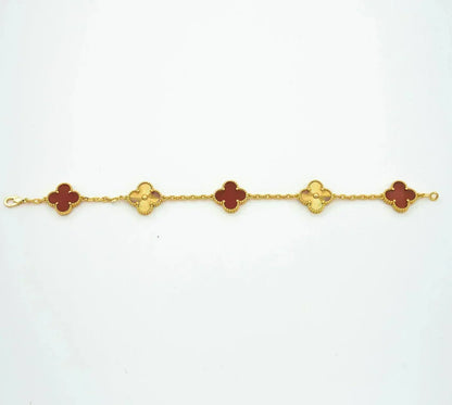 [Marin-Jewelry] CLOVER 5 MOTIF RED CORNELIAN BRACELET COLLECTION