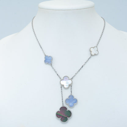 [Marin]CLOVER MOP CHALCEDONY NECKLACE SILVER 6 MOTIF