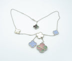 [Marin]CLOVER MOP CHALCEDONY NECKLACE SILVER 6 MOTIF
