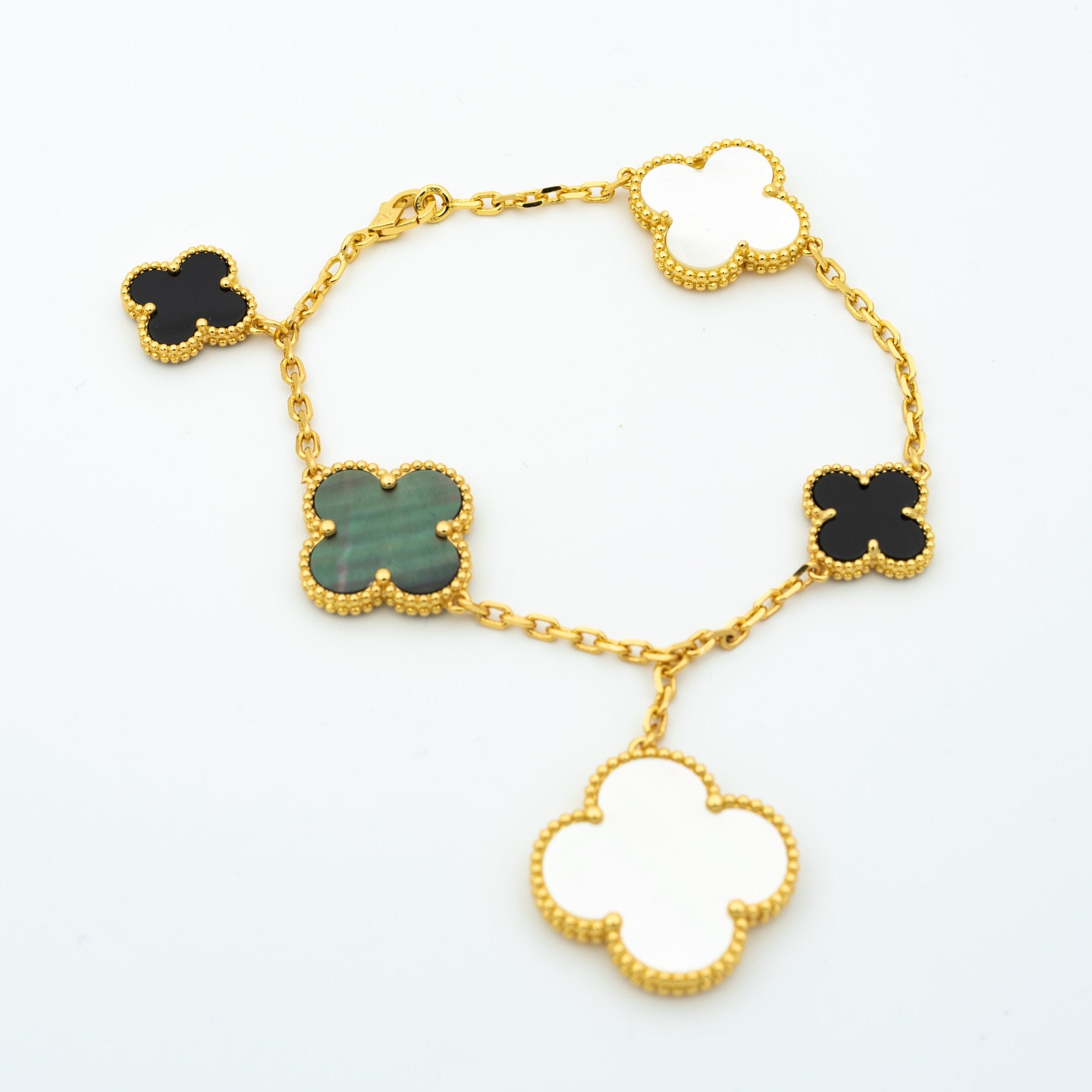 [Marin]CLOVER BRACELET 5 MOTIFS ONYX MOP