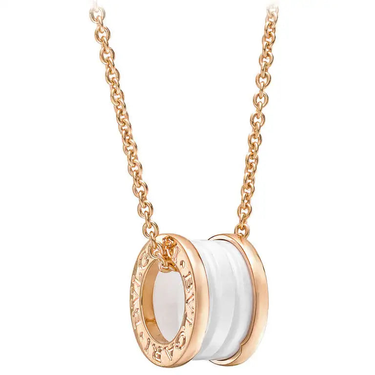 [Marin]ZERO 1 WHITE CERAMIC PINK GOLD DIAMOND NECKLACE