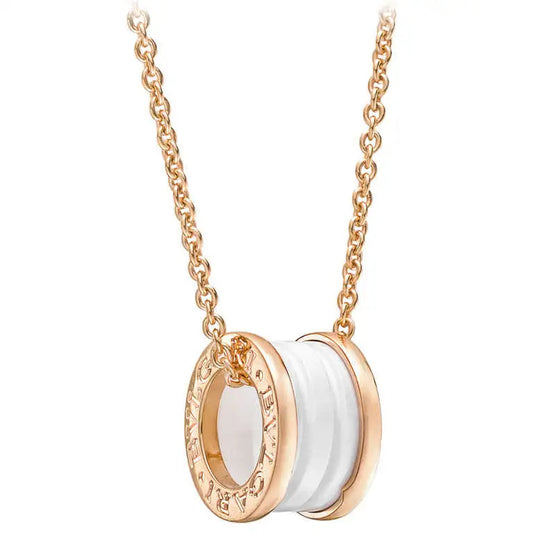 [Marin]ZERO 1 WHITE CERAMIC PINK GOLD DIAMOND NECKLACE
