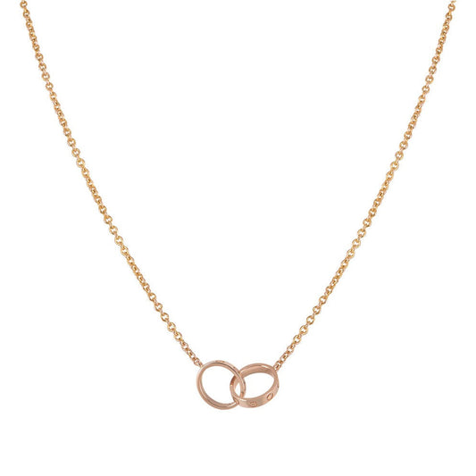 [Marin]LOVE NECKLACE DOUBLE RING PINK GOLD