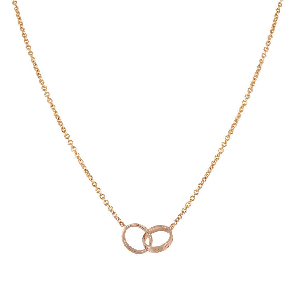[Marin-Jewelry]LOVE NECKLACE DOUBLE RING PINK GOLD