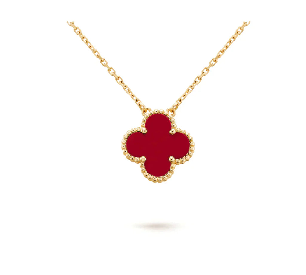 [Marin]CLOVER 15MM CARNELIAN SINGLE FLOWER NECKLACE
