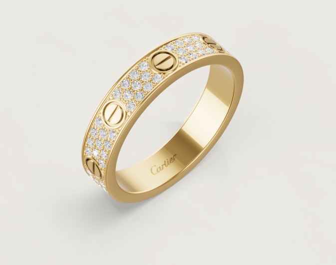 [Marin]LOVE RING 4mm-wide full-diamond ring GOLD
