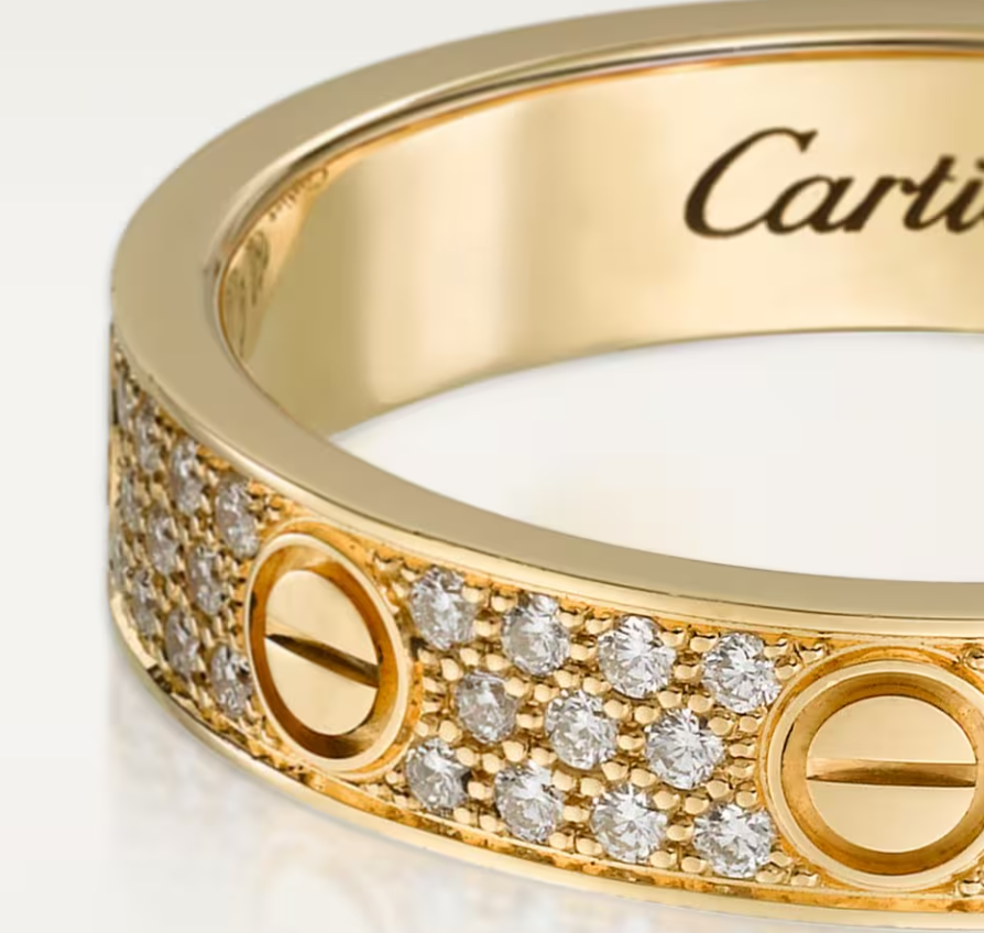 [Marin]BAGUE LOVE entièrement pavée de diamants, 4mm, OR