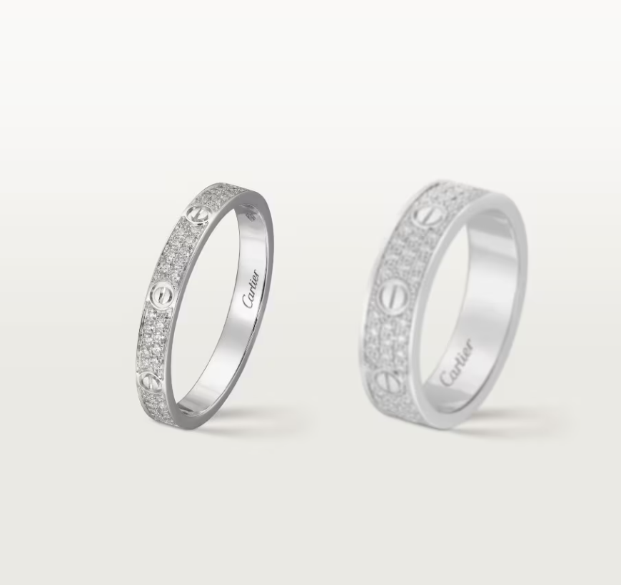 [Marin]BAGUE LOVE Bague entièrement pavée de diamants de 2,6 mm de large en argent