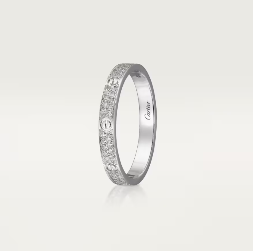 [Marin]BAGUE LOVE Bague entièrement pavée de diamants de 2,6 mm de large en argent
