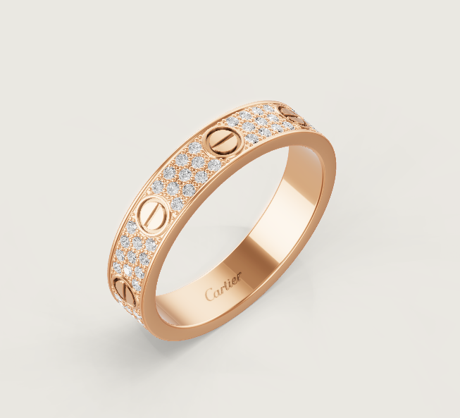 [Marin]LOVE RING 4mm-wide full-diamond ring Rose Gold