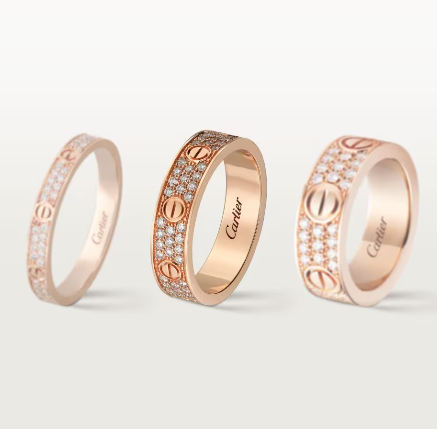 [Marin]LOVE RING 4mm-wide full-diamond ring Rose Gold