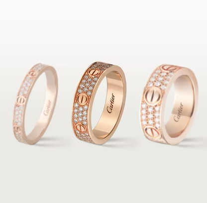 [Marin]LOVE RING 4mm-wide full-diamond ring Rose Gold