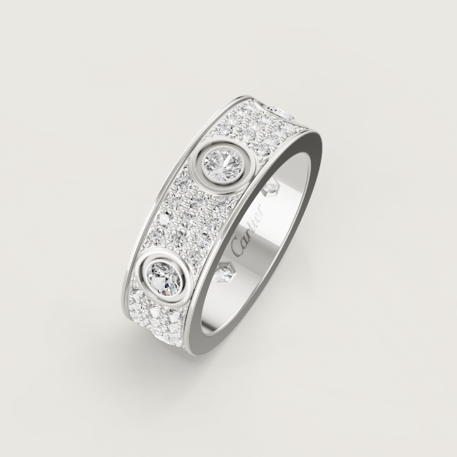 [Marin]LOVE RING 6.5MM Full Diamond, 6 Major Diamonds Silver
