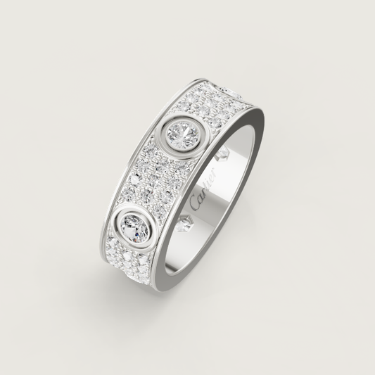 [Marin]LOVE RING 6.5MM Full Diamond, 6 Major Diamonds Silver