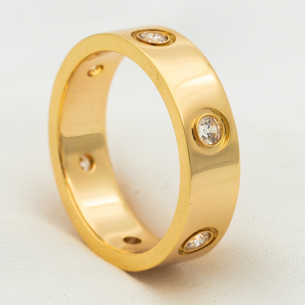 [Marin]BAGUE LOVE 5,5 MM 6 DIAMANTS OR ROSE