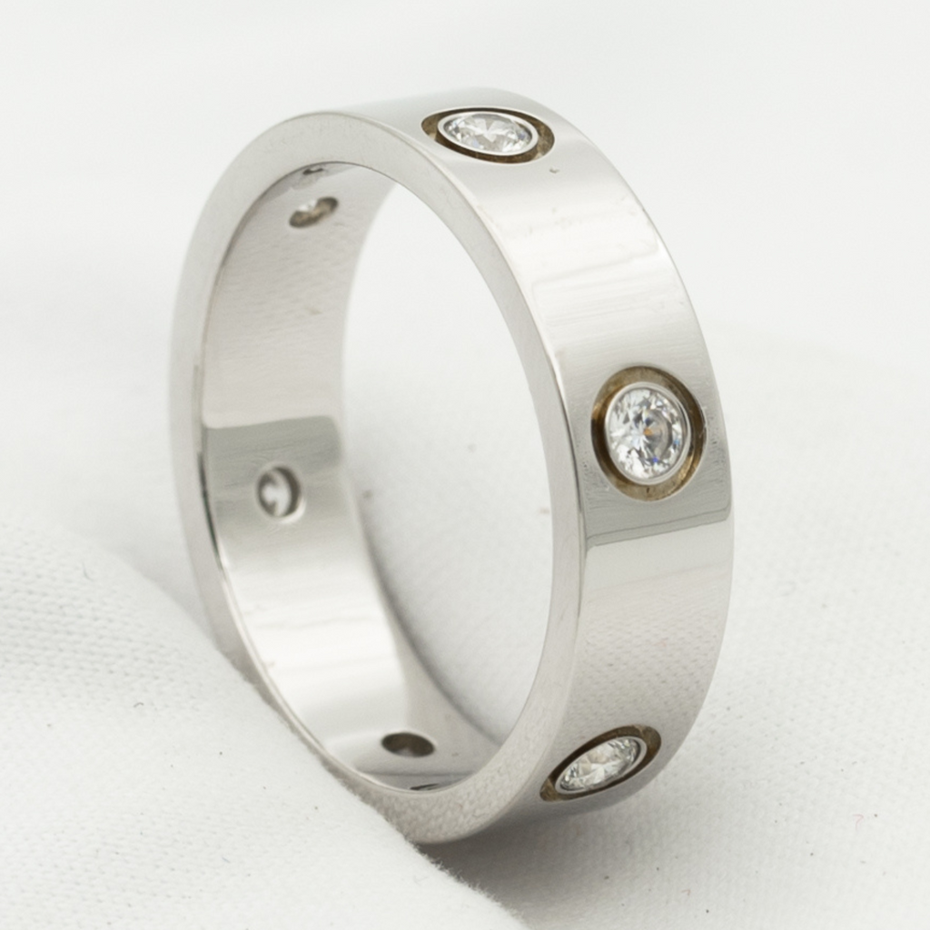 [Marin]BAGUE LOVE 5,5MM 6 DIAMANTS ARGENT