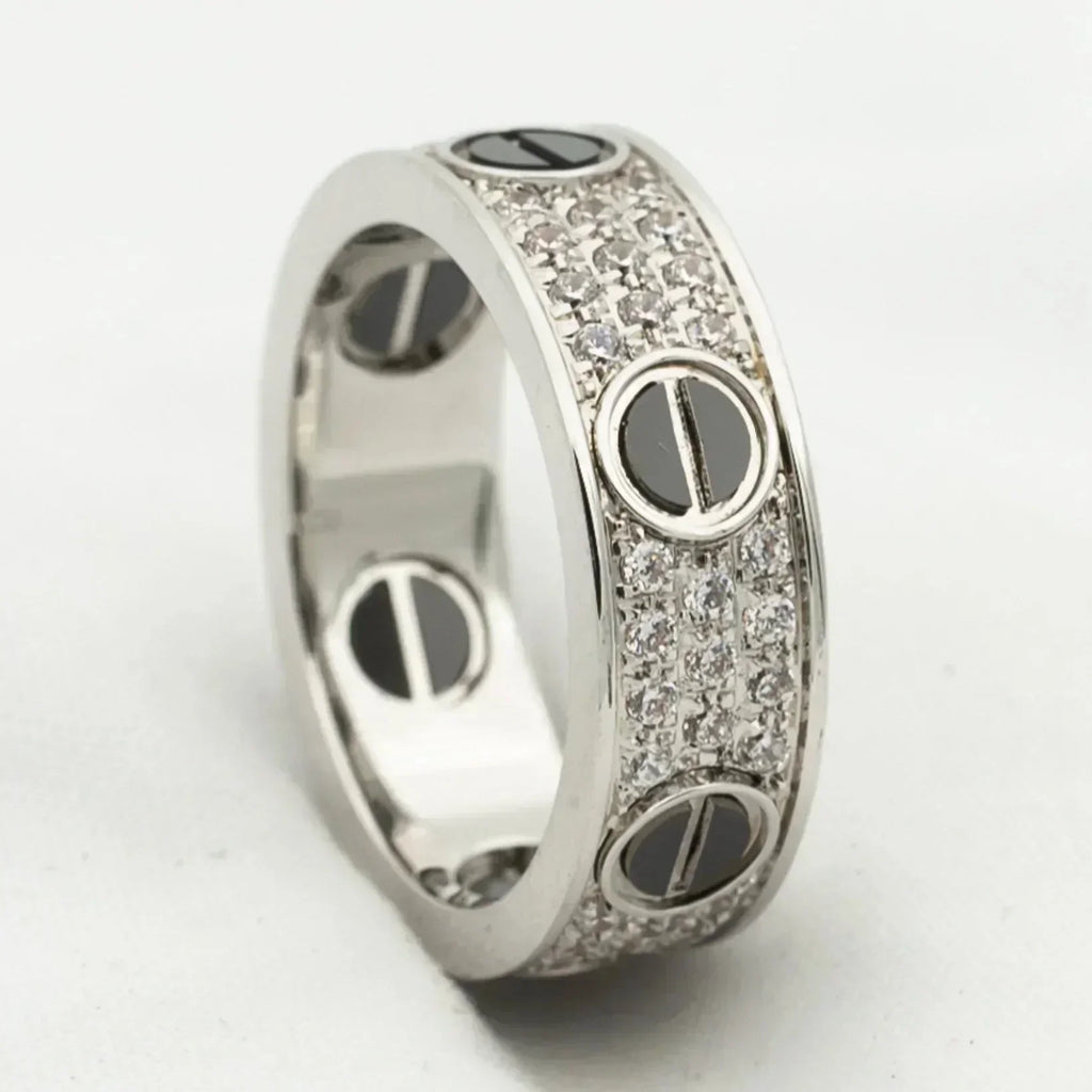 [Marin]BAGUE LOVE CÉRAMIQUE PAVÉE DE DIAMANTS 5.5MM