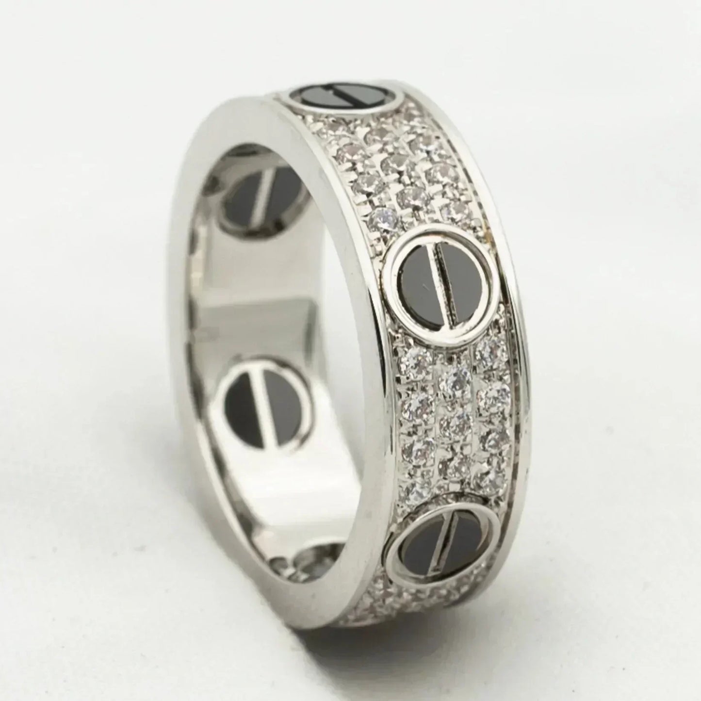 [Marin-Jewelry]LOVE RING 5.5MM DIAMONDS PAVED CERAMIC